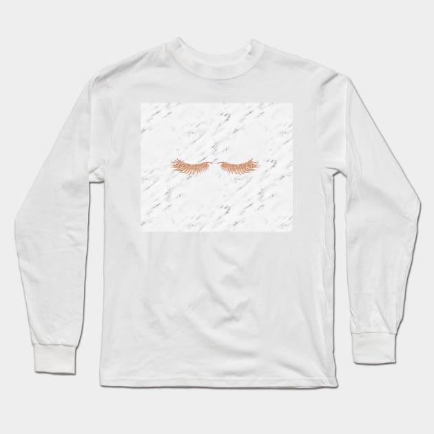 Rose gold marble lash envy Long Sleeve T-Shirt by marbleco